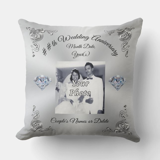 60th to 75th Wedding Anniversary Gift Personalised Cushion (Front)