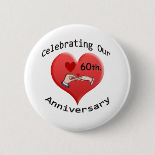 60th. Wedding Anniversary 6 Cm Round Badge