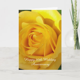 60th Wedding Anniversary Card Yellow Rose