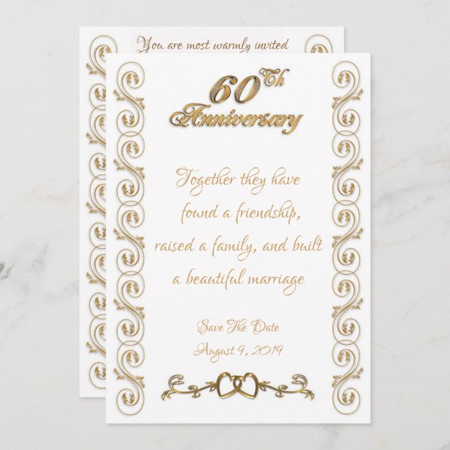 60th Wedding Anniversary Celebration Invitation (Front/Back)