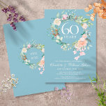 60th Wedding Anniversary Country Roses Floral Invitation<br><div class="desc">Featuring an elegant watercolour roses garland,  this pretty 60th / 75th wedding anniversary invitation can be personalised with your special diamond/ platinum anniversary details. The reverse features a matching floral garland framing your anniversary dates in elegant white text on a diamond blue background. Designed by Thisisnotme©</div>