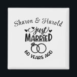 60th Wedding Anniversary Custom Names Diamond Magnet<br><div class="desc">Commemorate your sixtieth wedding anniversary with this diamond white background,  custom magnet. Personalise the names in black text to your own or the couple celebrating this milestone. Great idea for a party favour too!</div>