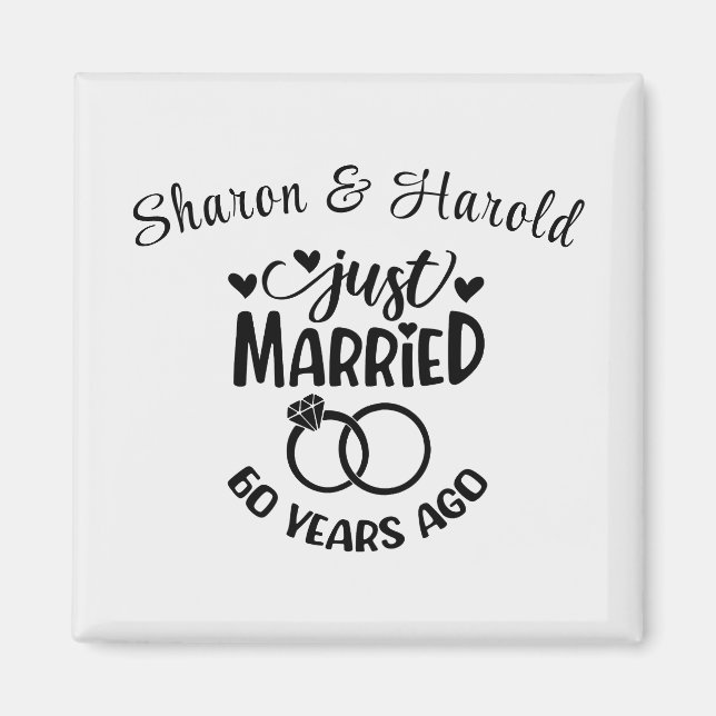 60th Wedding Anniversary Custom Names Diamond Magnet (Front)