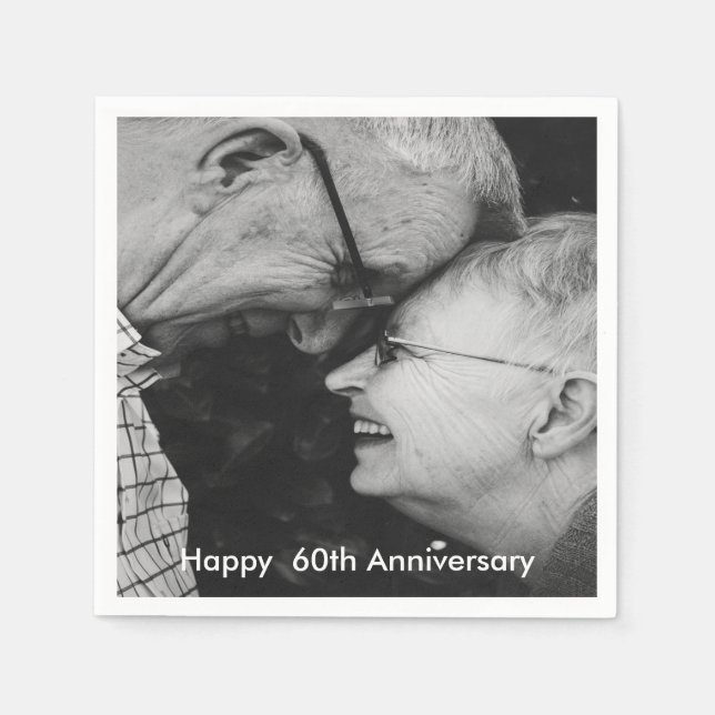 60th Wedding Anniversary Custom Photo Napkin (Front)