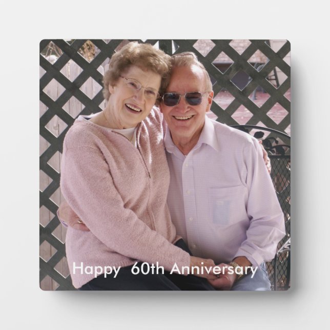 60th Wedding Anniversary Custom Photo Plaque (Front)