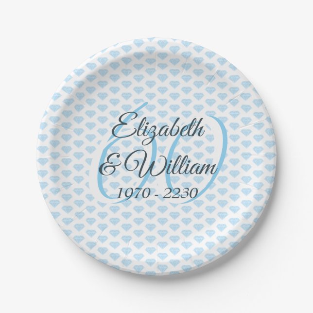 60th Wedding Anniversary Diamond Celebration Paper Plate (Front)
