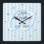 60th Wedding Anniversary Diamond Celebration Square Wall Clock<br><div class="desc">Beautifully personalised with your names and dates over a delicate "60" (or monogram initial) on a delicate diamond background. Use for anniversary celebrations or more. Designed by Pure Piglet© at www.zazzle.com/purepiglet*.</div>