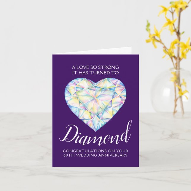 60th Wedding Anniversary diamond Love so strong Card (Yellow Flower)