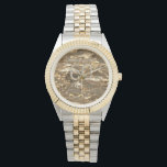 60th Wedding Anniversary Diamond Wedding Gold Chic Watch<br><div class="desc">60th Wedding Anniversary Diamond Wedding Anniversary Gold Look Background Number 60 in Diamonds Look Typography Elegant Gift for 60th Anniversary Couple,  Watch,  you can add names and date.

To create the gold look background I used an image from myfreetextures.com</div>