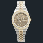 60th Wedding Anniversary Diamond Wedding Gold Chic Watch<br><div class="desc">60th Wedding Anniversary Diamond Wedding Anniversary Gold Look Background Number 60 in Diamonds Look Typography Elegant Gift for 60th Anniversary Couple, Watch, you can add names and date.
To create the gold look background I used an image from myfreetextures.com</div>