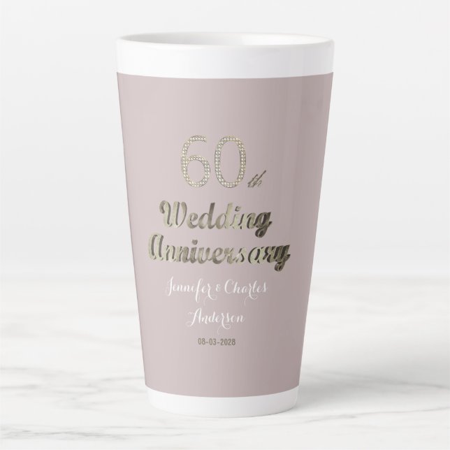 60th Wedding Anniversary Diamond Wedding Latte Mug (Front)