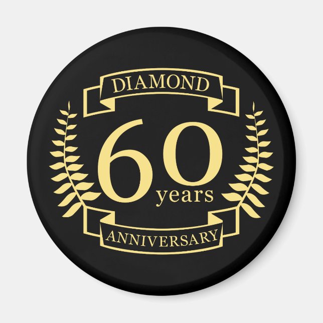60th Wedding ANNIVERSARY diamond yellow Magnet (Front)