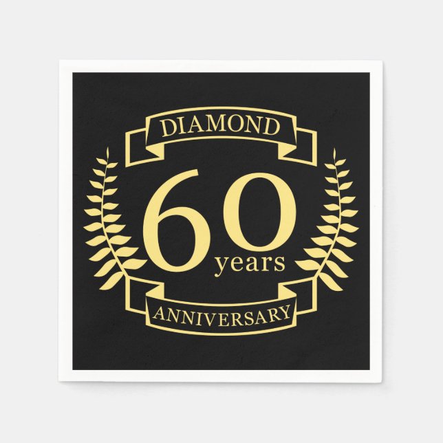 60th Wedding ANNIVERSARY diamond yellow Napkin (Front)