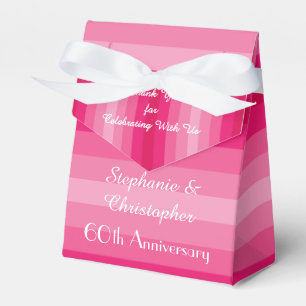 60th Wedding Anniversary Favour Box, Pink Stripes Favour Box