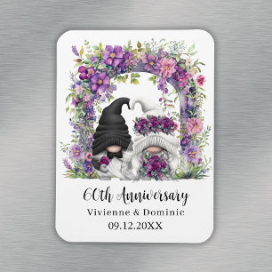 60th Wedding Anniversary Gnome Purple Floral Magnet