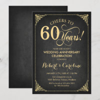 60th Wedding Anniversary - Gold Chalkboard