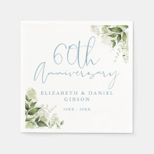 60th Wedding Anniversary Greenery Floral Napkin