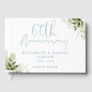 60th Wedding Anniversary Greenery Floral Photo Guest Book