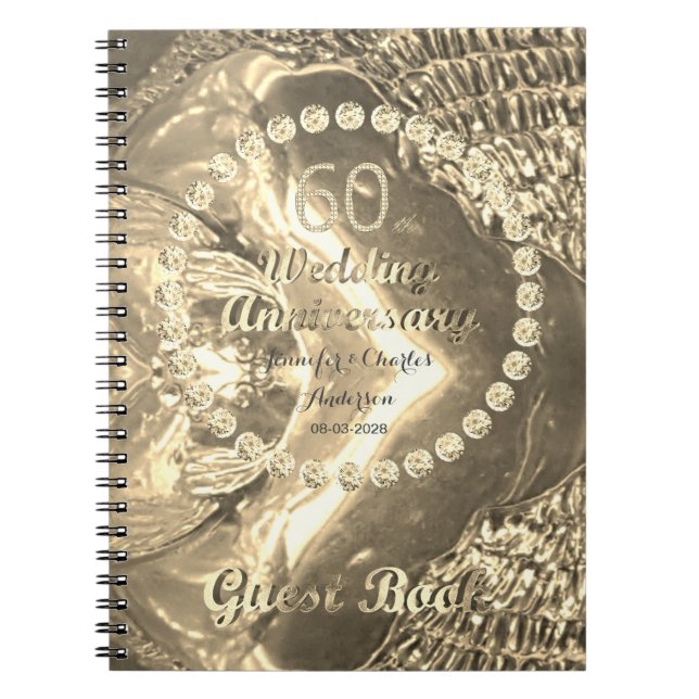 60th Wedding Anniversary Guest Book Chic Diamonds (Front)