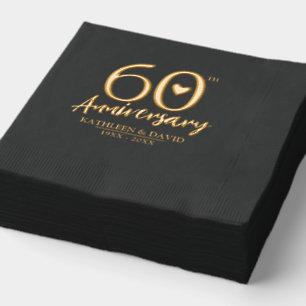 60th wedding anniversary heart custom graphic foil napkins