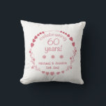 60th Wedding Anniversary Hearts Cushion<br><div class="desc">Celebrate a milestone wedding anniversary with this gorgeous and elegant wall clock with a design featuring a wreath with red and pink hearts.</div>