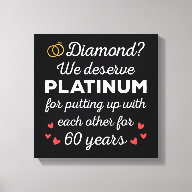 60th Wedding Anniversary I - Diamond Funny Couple Canvas Print (Front)