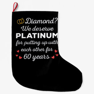 60th Wedding Anniversary I - Diamond Funny Couple Large Christmas Stocking