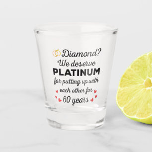 60th Wedding Anniversary I - Diamond Funny Couple Shot Glass