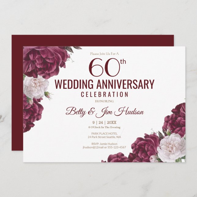 60th Wedding Anniversary Invitation (Front/Back)