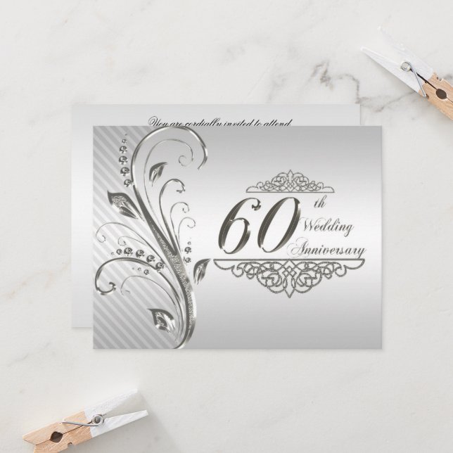 60th Wedding Anniversary Invitation Card (Front/Back In Situ)