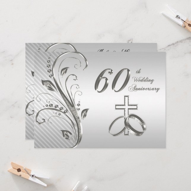 60th Wedding Anniversary Invitation Card (Front/Back In Situ)