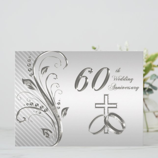 60th Wedding Anniversary Invitation Card (Standing Front)