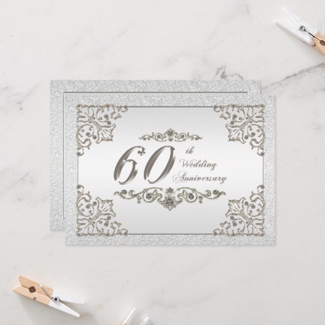 60th Wedding Anniversary Invitation Card (Front/Back In Situ)