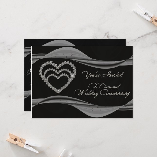 60th Wedding Anniversary Invitation Card (Front/Back In Situ)