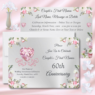 60th Wedding Anniversary Invitation Cards