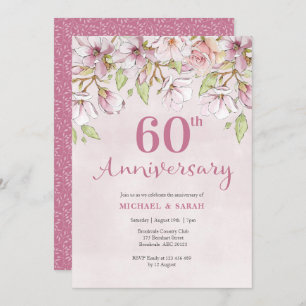 60th Wedding Anniversary Invitation Pink Floral