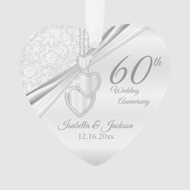 60th Wedding Anniversary Keepsake Design Ornament (Front)