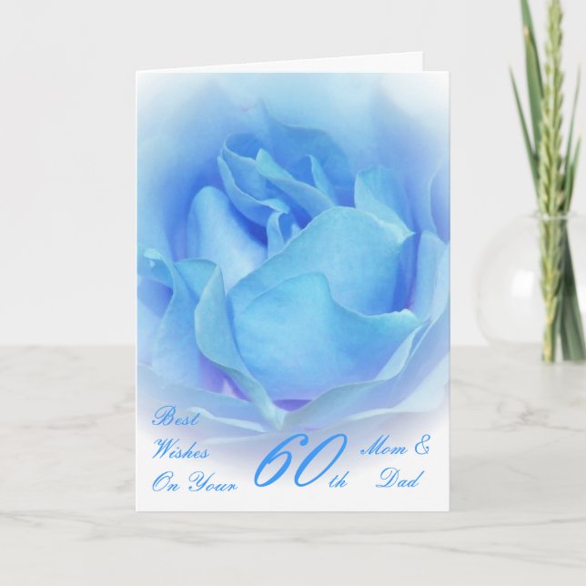 60th Wedding Anniversary Mum & Dad Blue Rose Card (Front)