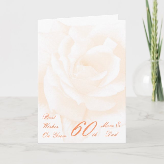60th Wedding Anniversary Mum & Dad Ivory Rose Card (Front)