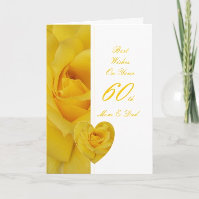 60th Wedding Anniversary Mum & Dad Yellow Rose Card (Front)