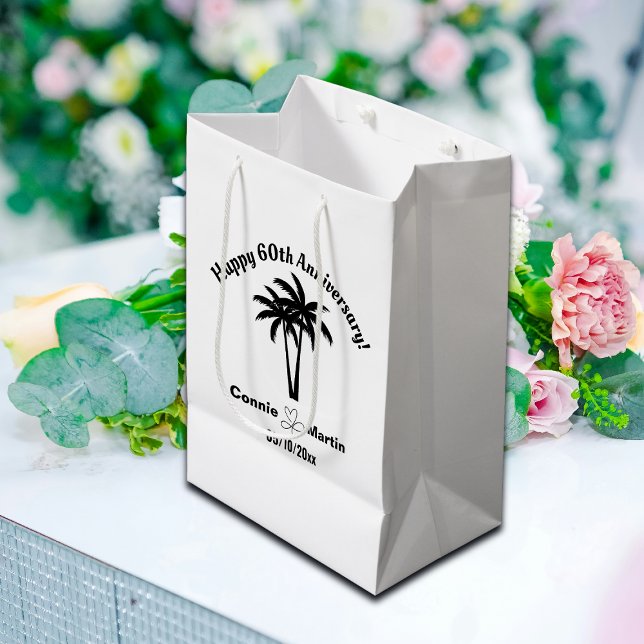 60th Wedding Anniversary Palm Trees Medium Gift Bag (Creator Uploaded)