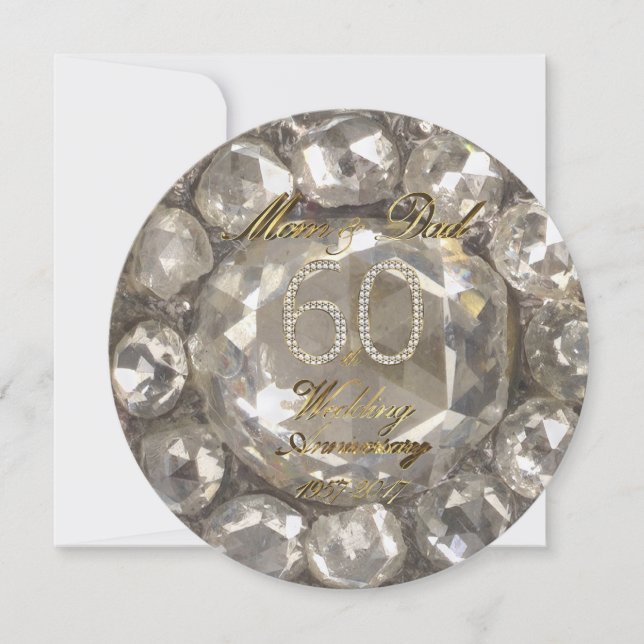 60th Wedding Anniversary Parents Diamond Wedding Card (Front)