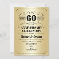60th Wedding Anniversary Party - Gold Black