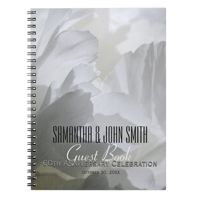 60th Wedding Anniversary Party Peony Guest Book 1 (Front)