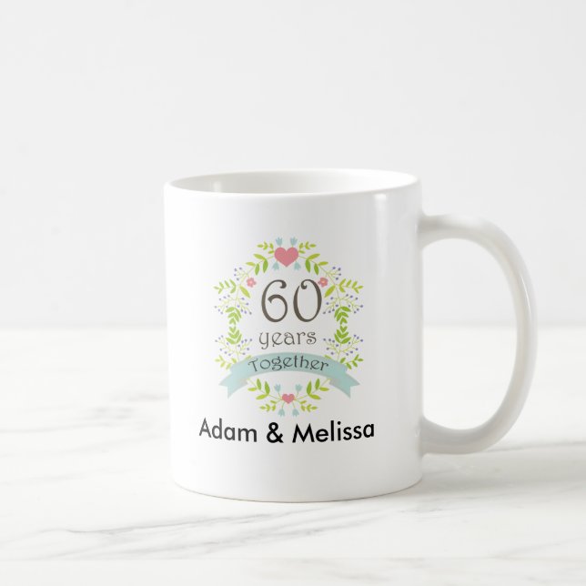 60th Wedding Anniversary Personalised Mug (Right)
