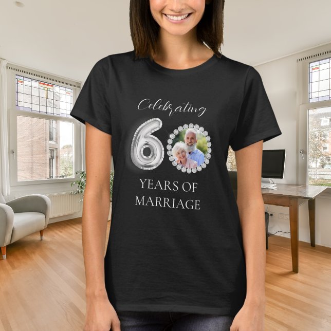 60th wedding anniversary photo diamonds black T-Shirt (Creator Uploaded)