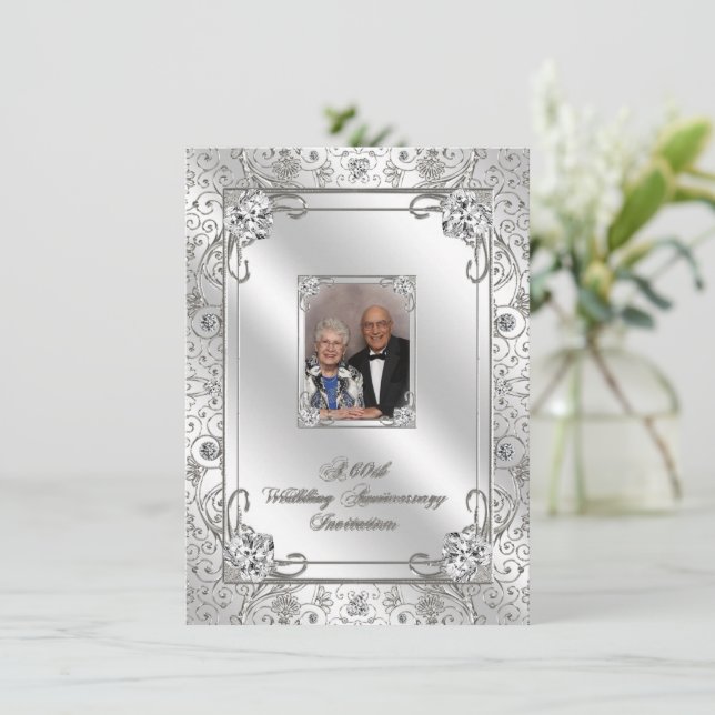 60th Wedding Anniversary Photo Invitation Card (Standing Front)
