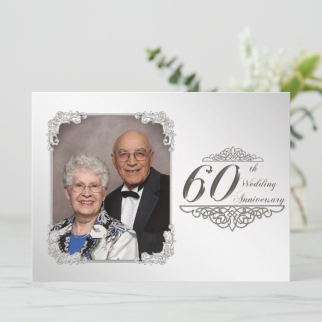 60th Wedding Anniversary Photo Invitation Card (Standing Front)