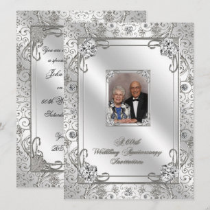 60th Wedding Anniversary Photo Invitation Card
