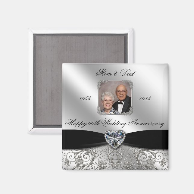 60th Wedding Anniversary Photo Magnet (Front/Back)